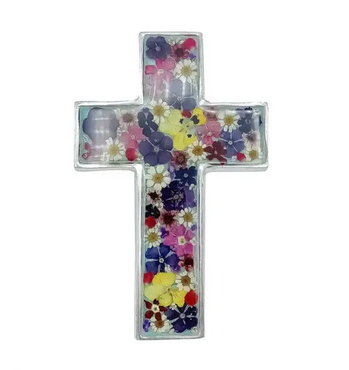 6.5" X 4.2" Flowers Wall Cross - Guadalupe Collection