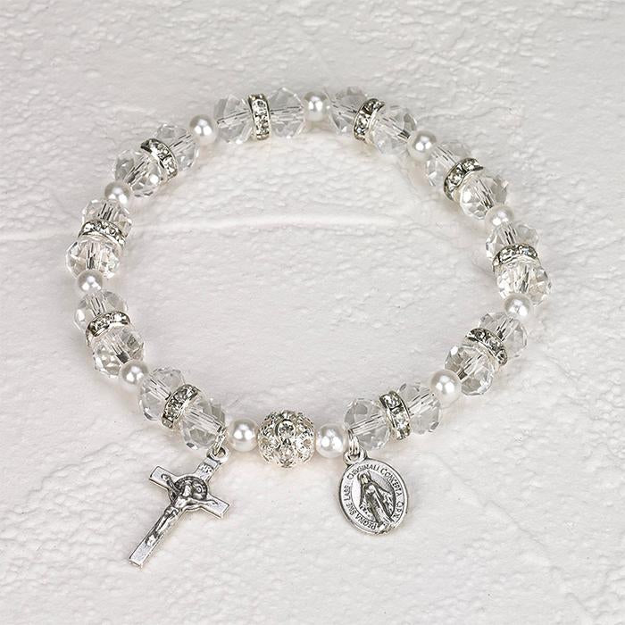 Clear Crystal Rosary Bracelet