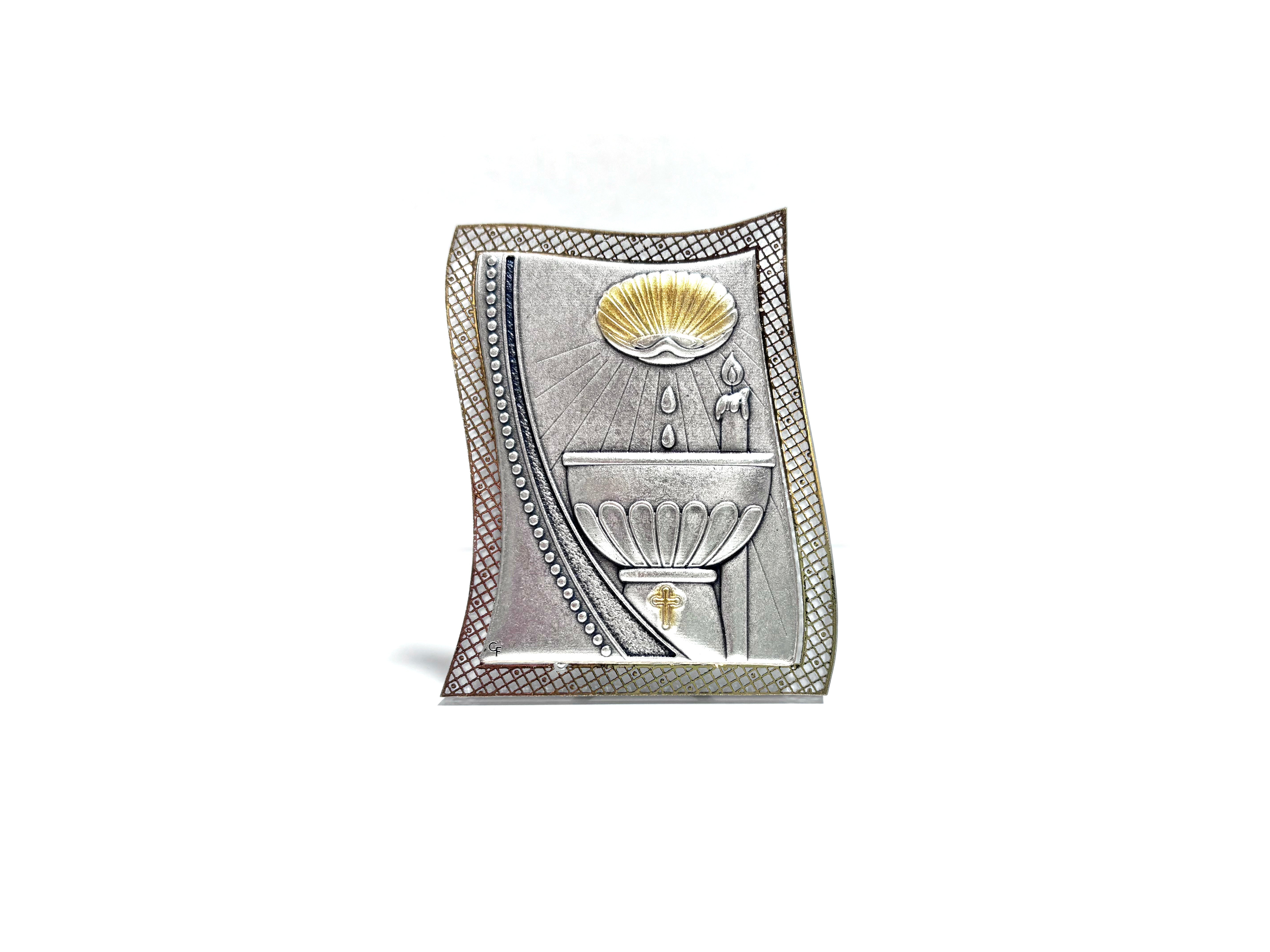 Baptism frame with image on relief