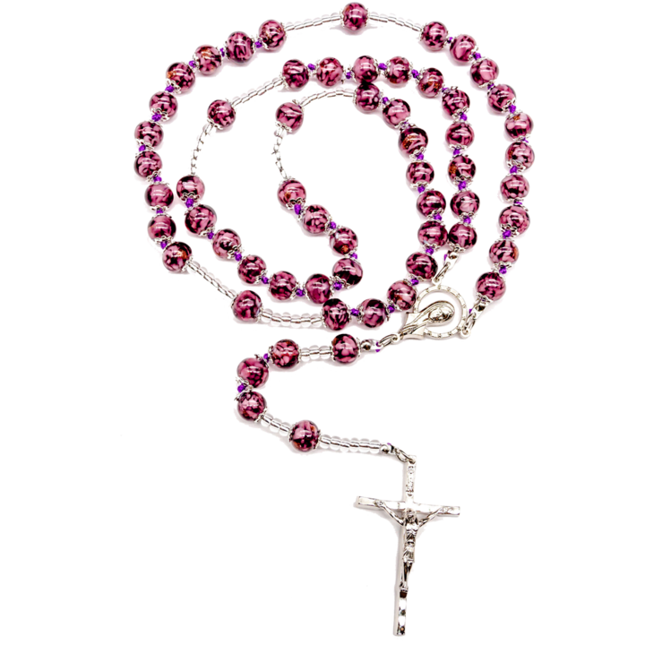 Amethyst Genuine Murano Rosary with handknotted Sommerso Beads