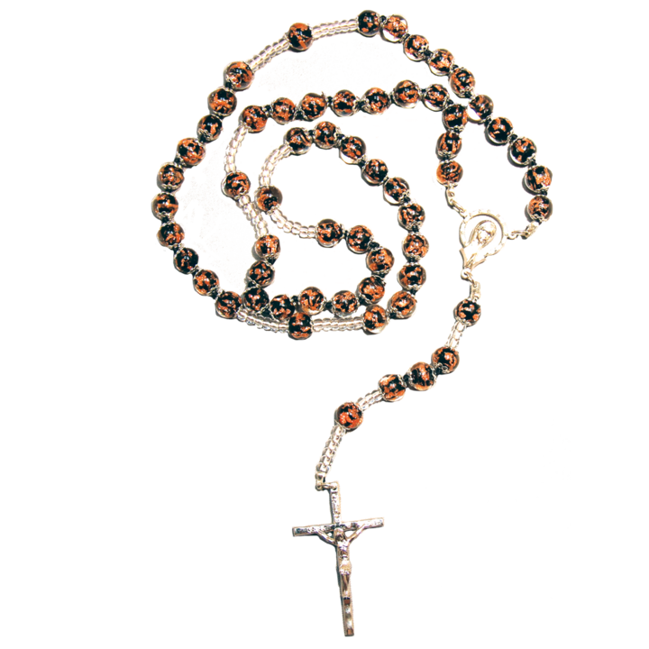 Black Swirl Genuine Murano Rosary with handknotted Sommerso Beads