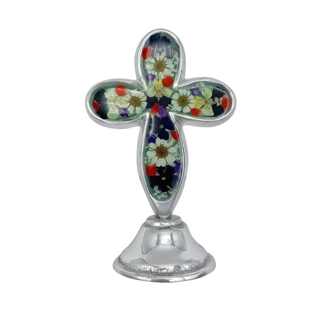 Pressed Flowers Standing Cross