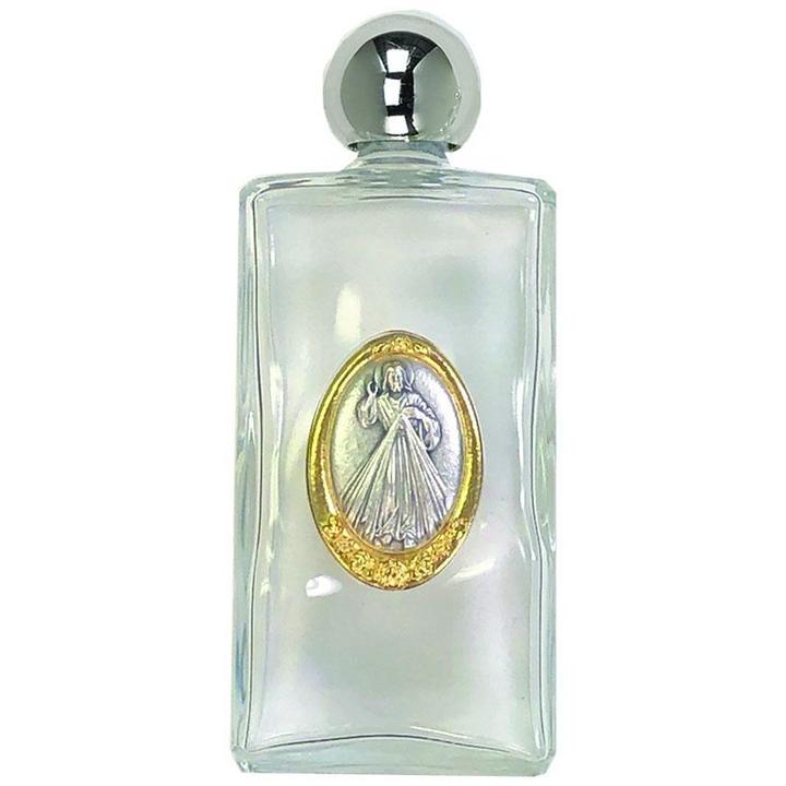 Large Glass Holy Water Bottle - Divine Mercy