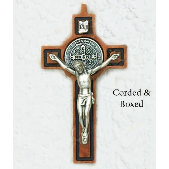 St. Benedict Wood Cross with Black In-lining