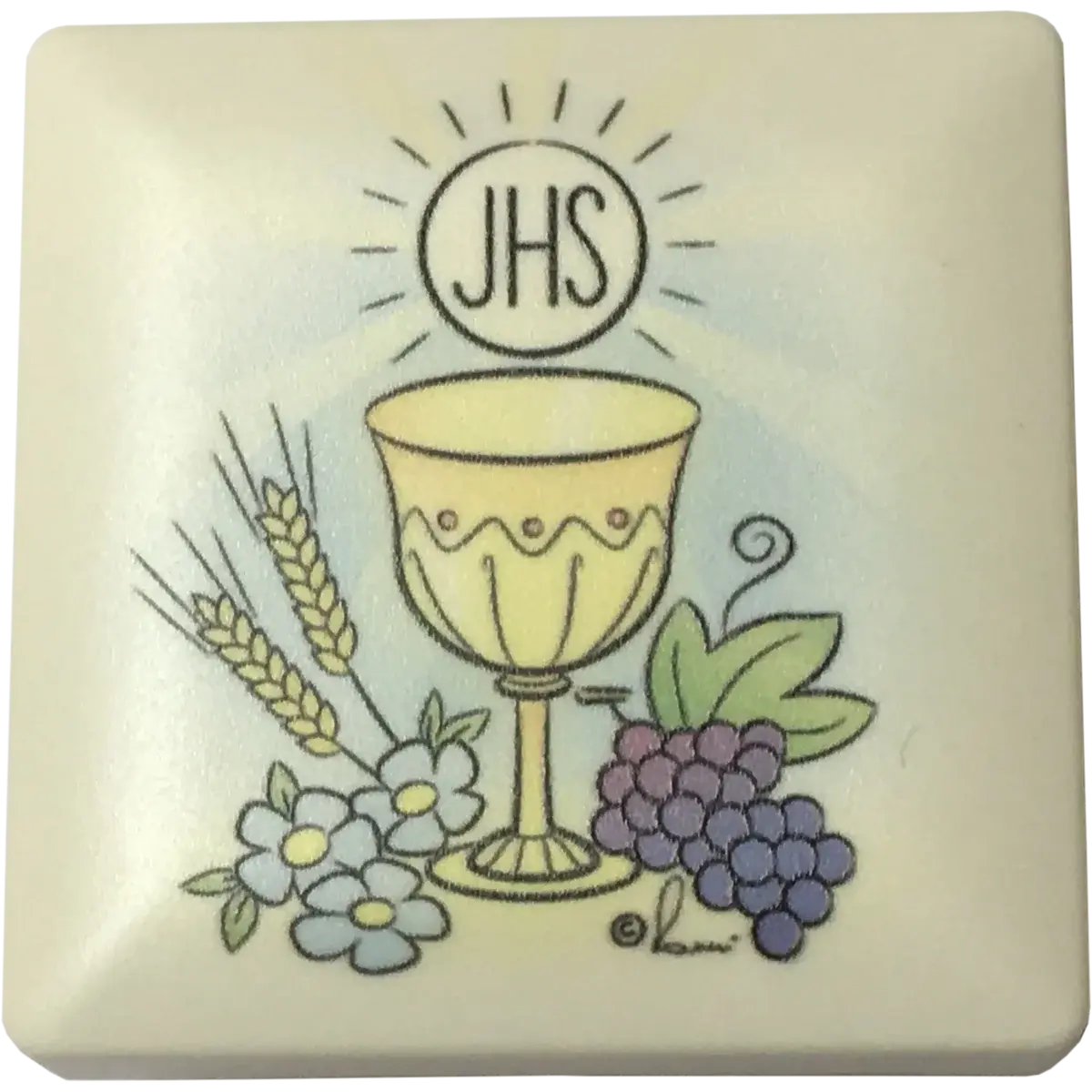 2 x 2 inch Communion box with Imitation Pearl Communion Rosary