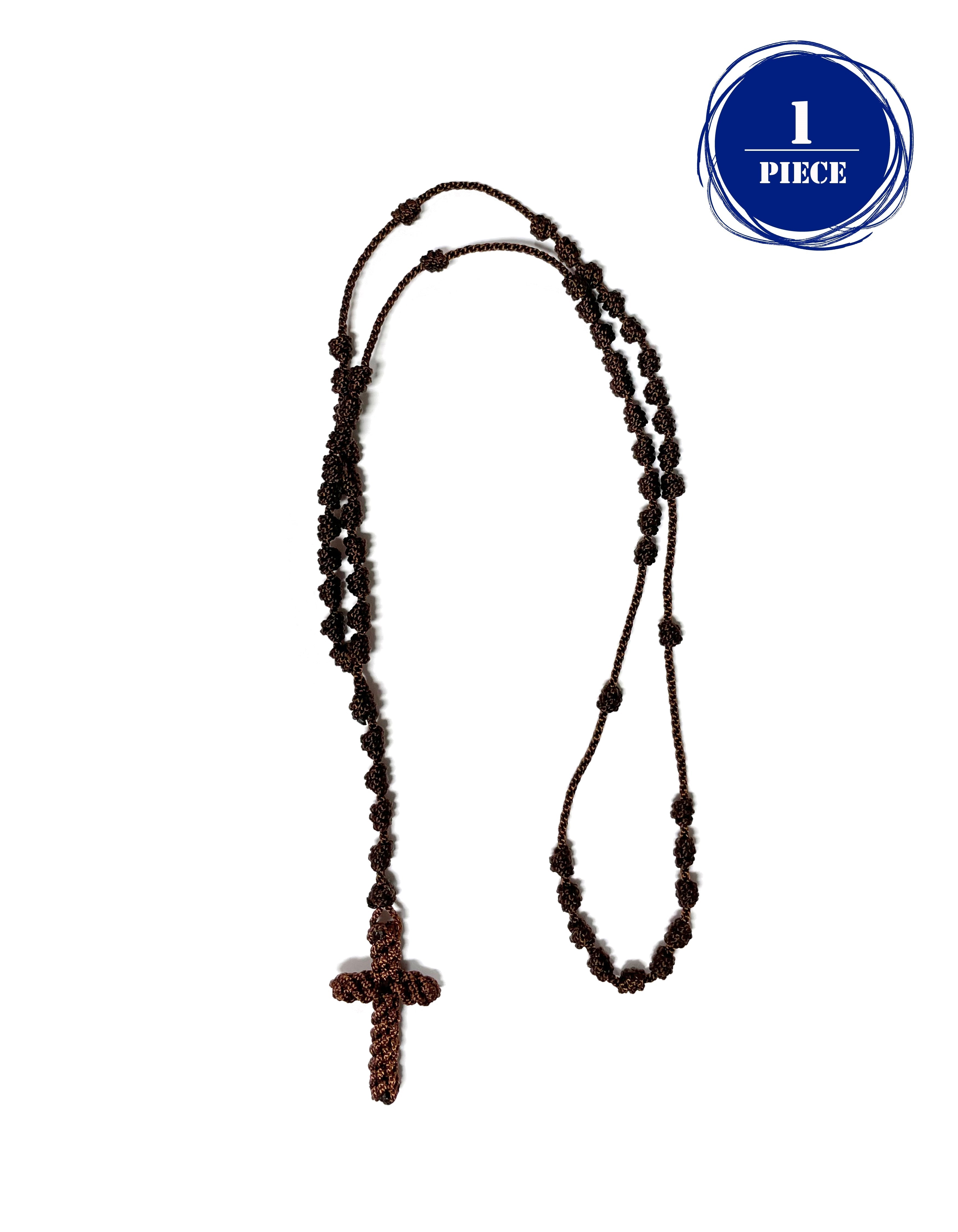 Knotted rosary - cord rosary, thread rosary - Handmade Rosary. Rosarios de cordÃ³n anudado y cruz tejida