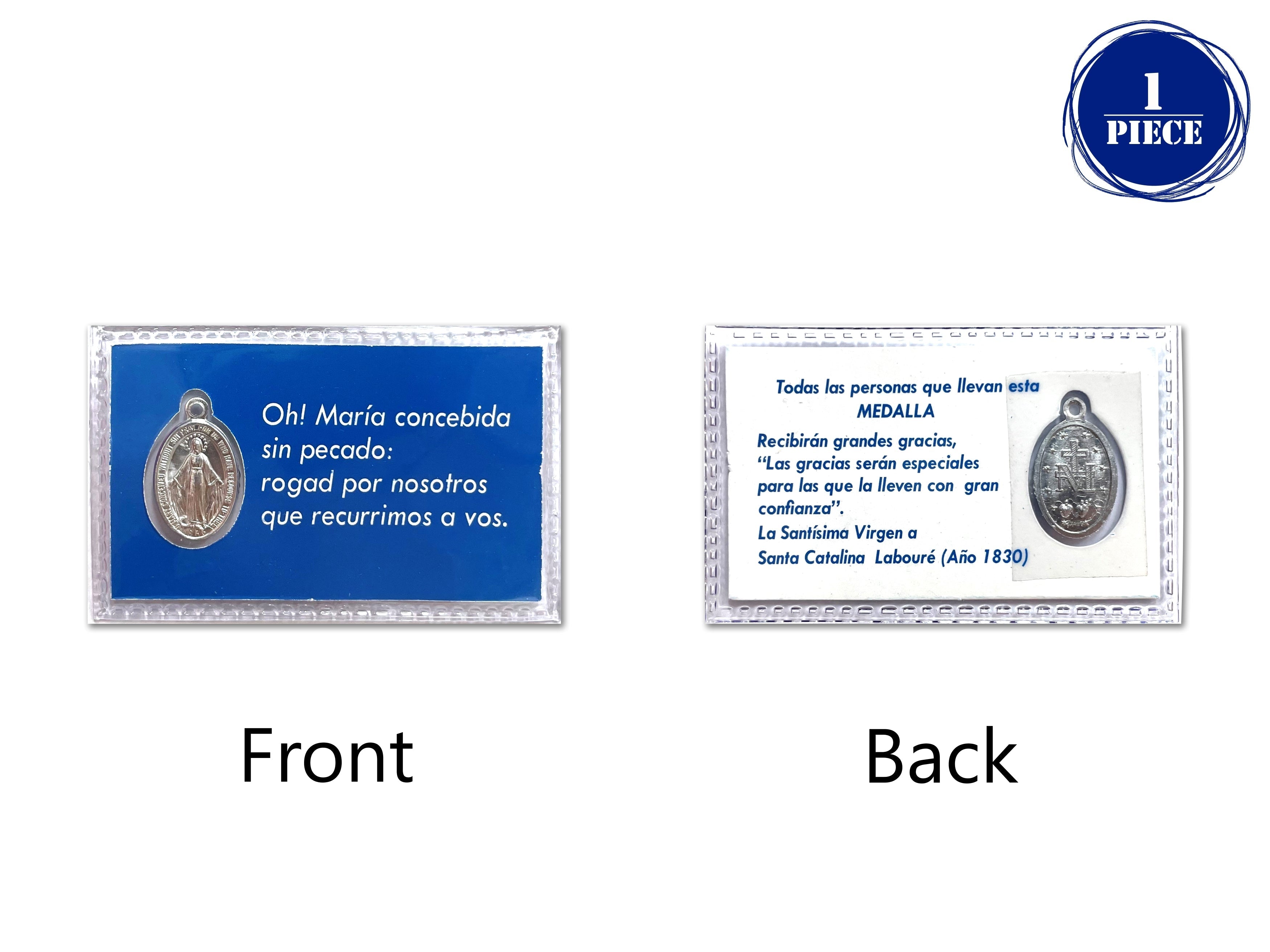 Estampa laminada con medalla de la Milagrosa y oraciÃ³n incluida