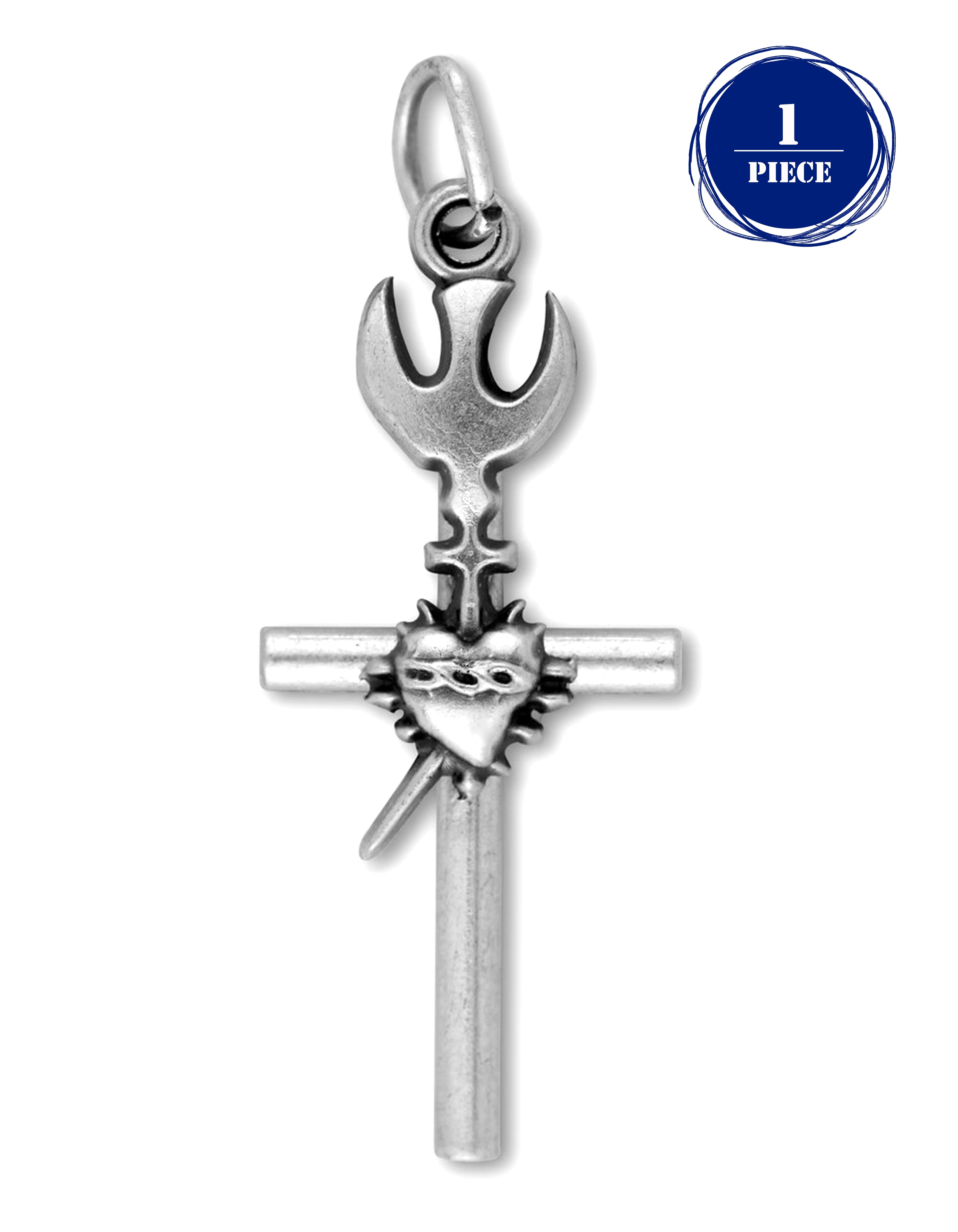 Holy Spirit & Sacred Heart Cross 1.3"