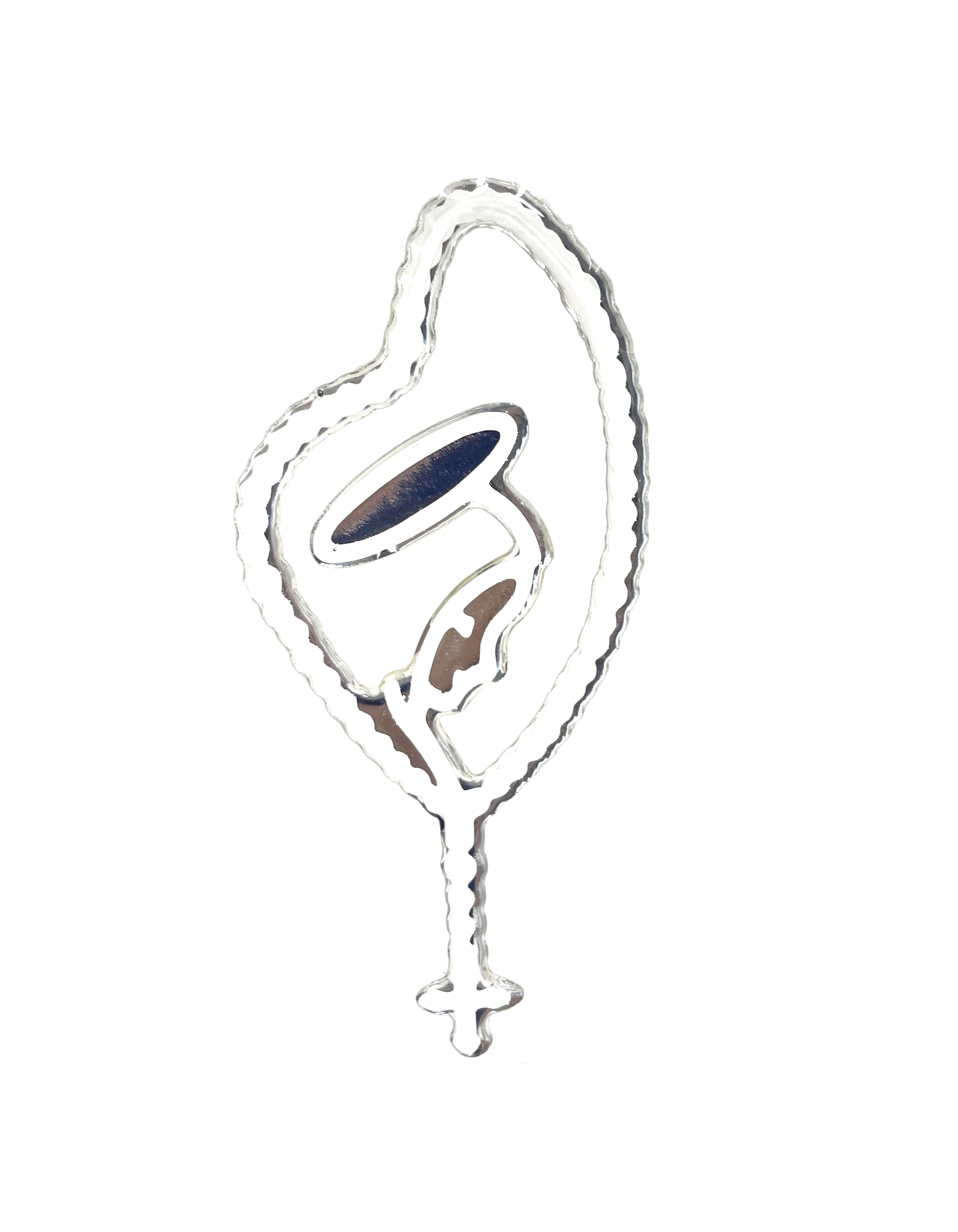 Sticker for vehicles with Rosary and Virgin Mary silhouette