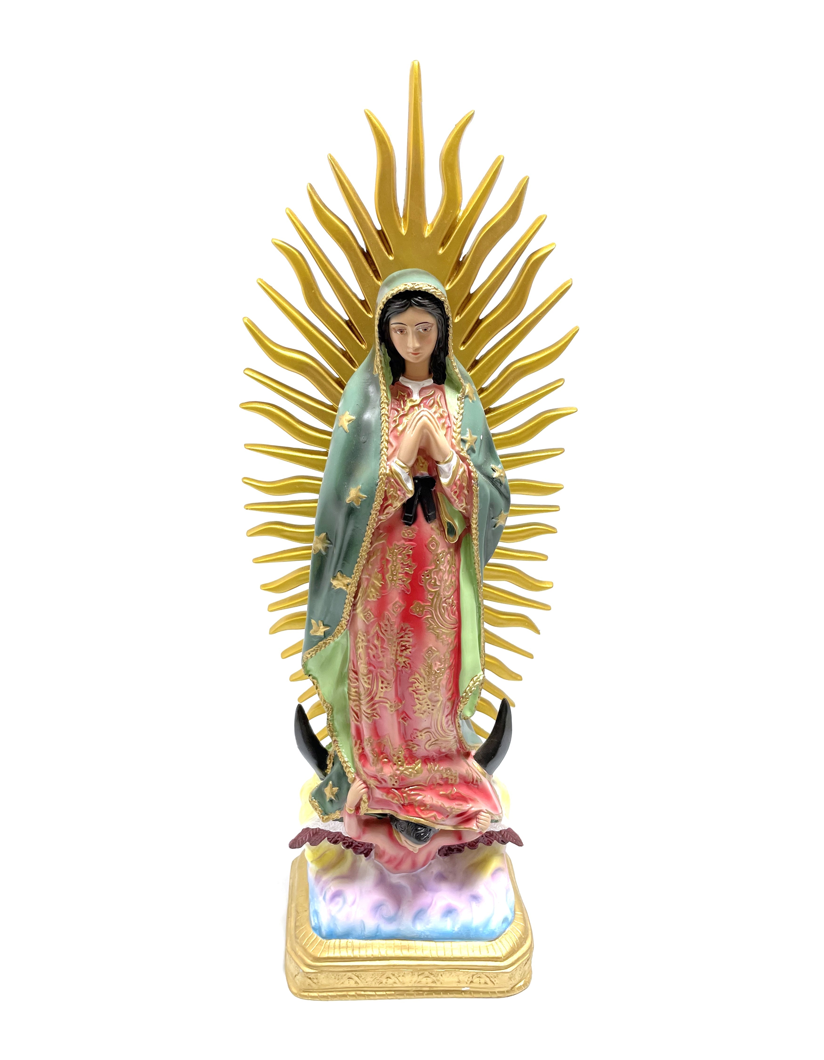 Religious statue of Our Lady of Guadalupe 23" height with gold rays