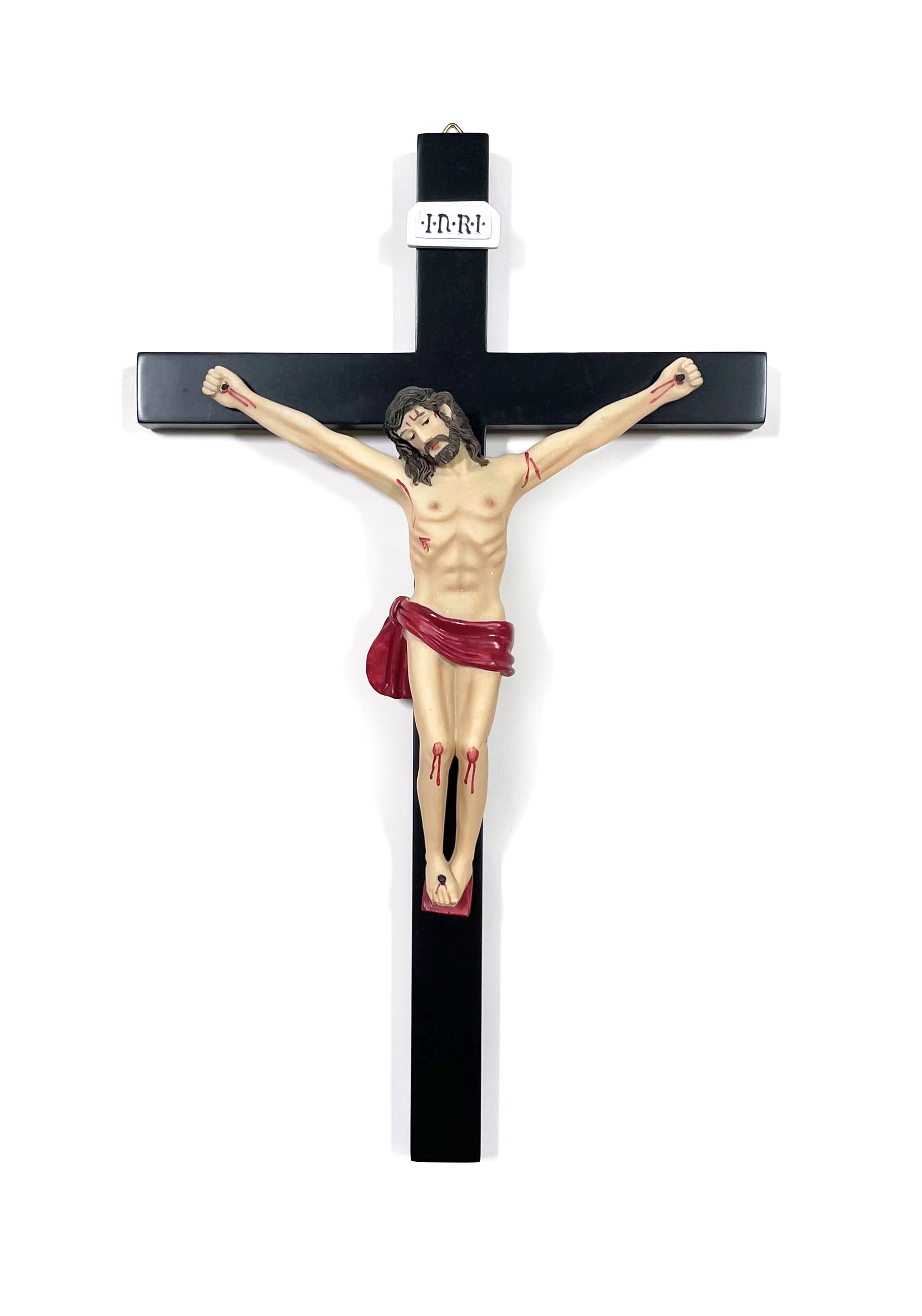 Black wooden crucifix with resin body