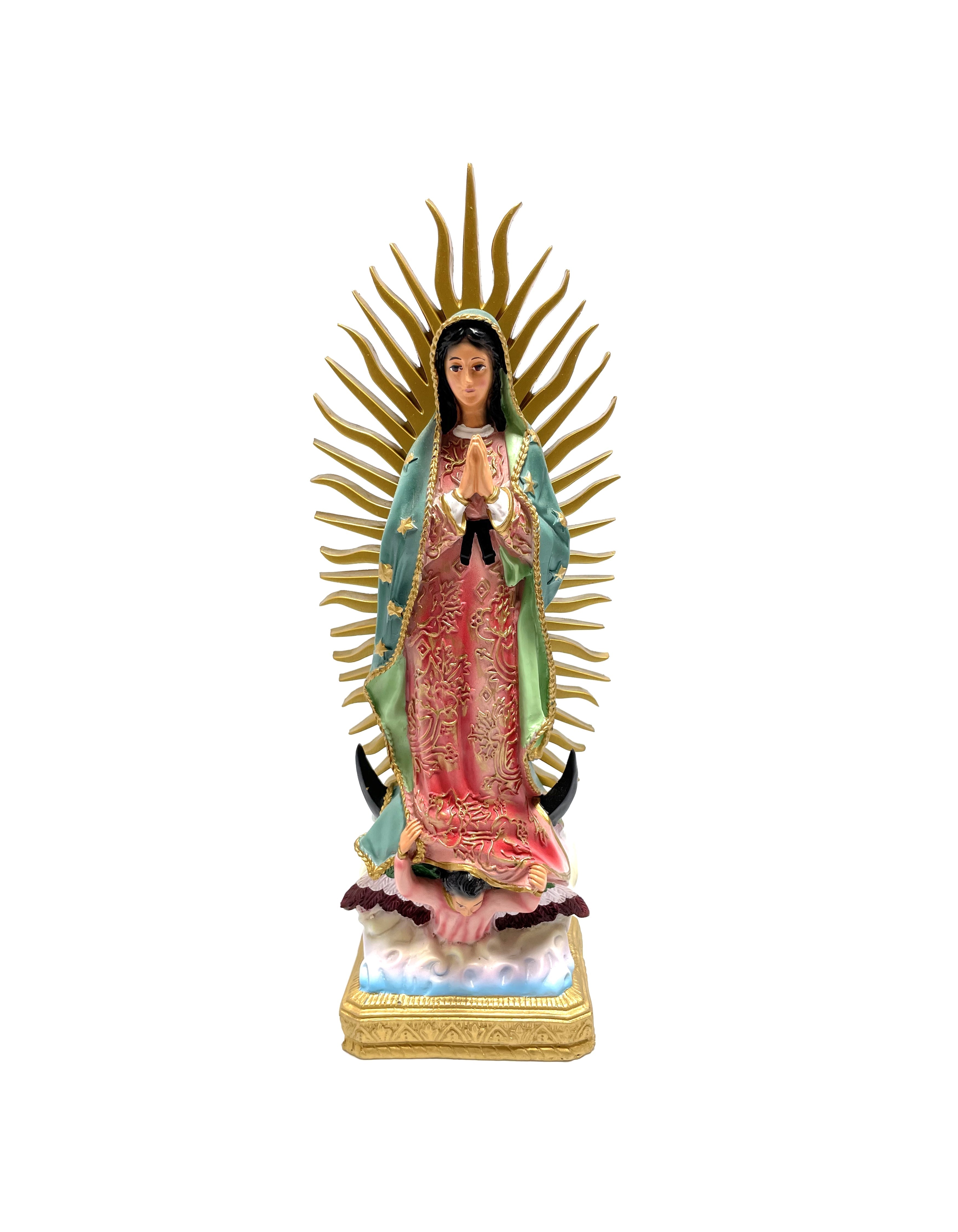 Religious statue of Our Lady of Guadalupe 12" height with gold rays