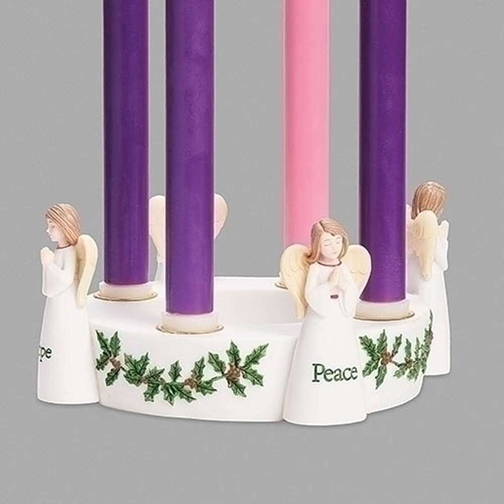 Advent Wreath  White Angels Hope, Peace, Love & Joy