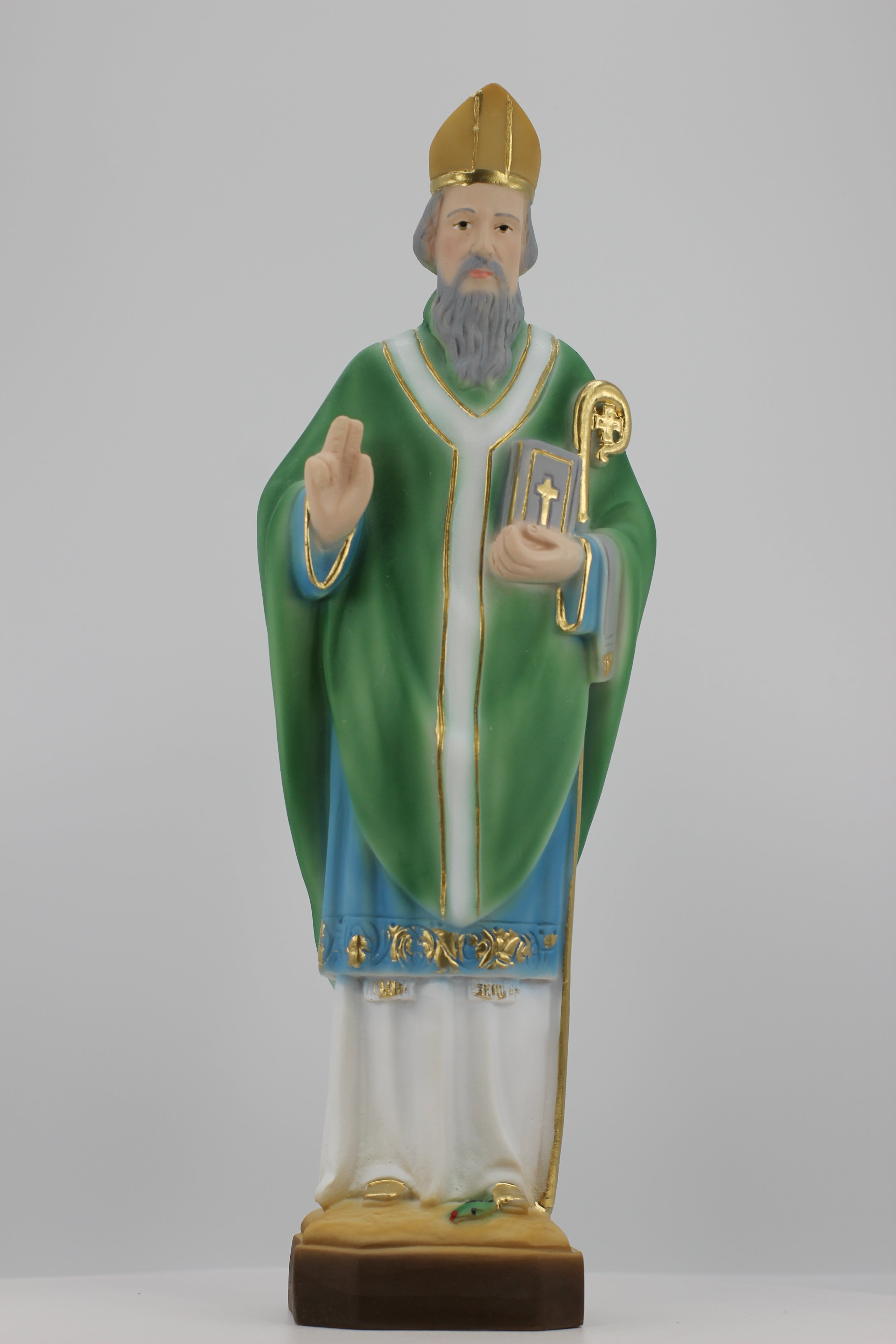 The Faith Gift  Shop Saint Patrick statue - Hand Painted in Italy - Our Tuscany Collection -Estatua de San Patricio