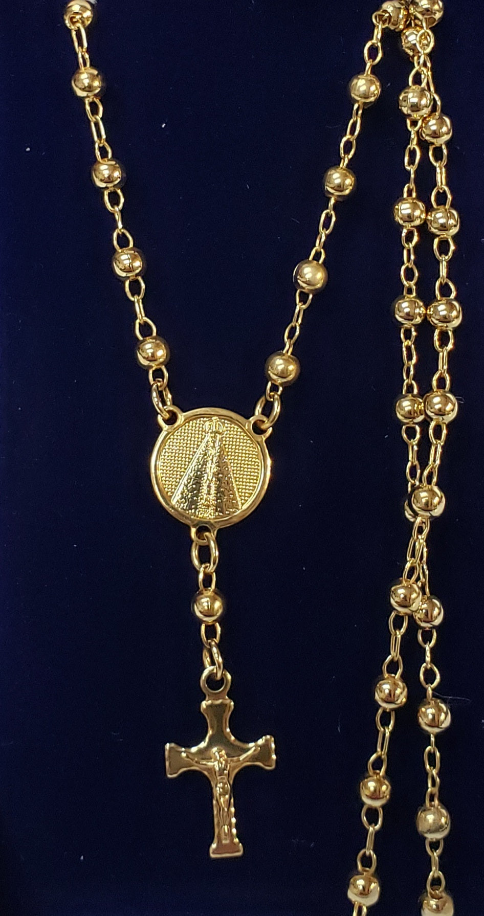 Virgin Mary Rosary Necklace 14kGP