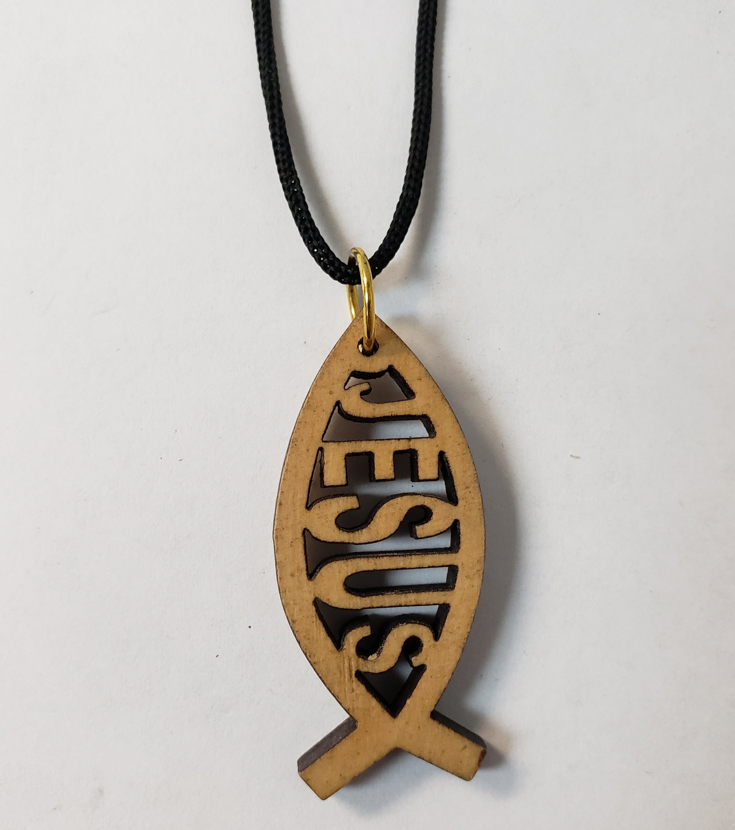 Jesus Fish Olive Wood Pendant