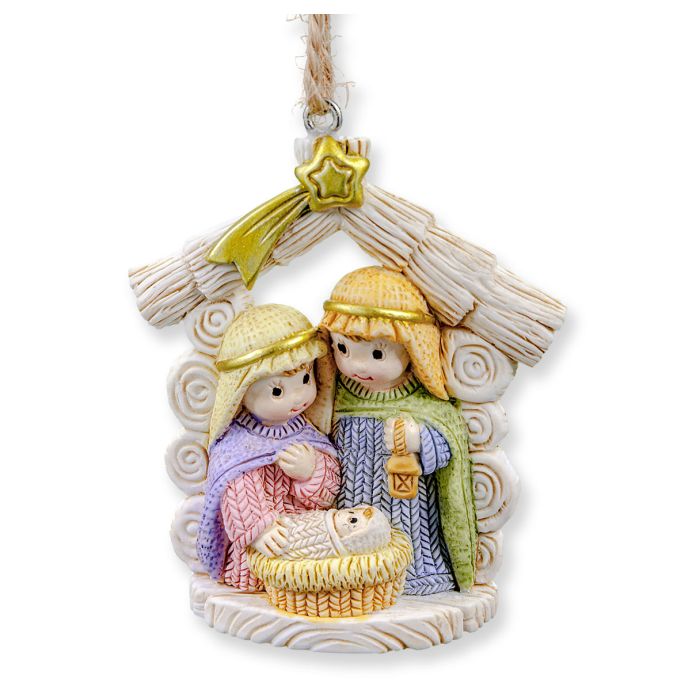 Resin Yarn Holy Family with Infant Jesus Ornament (2-1/2 inches)