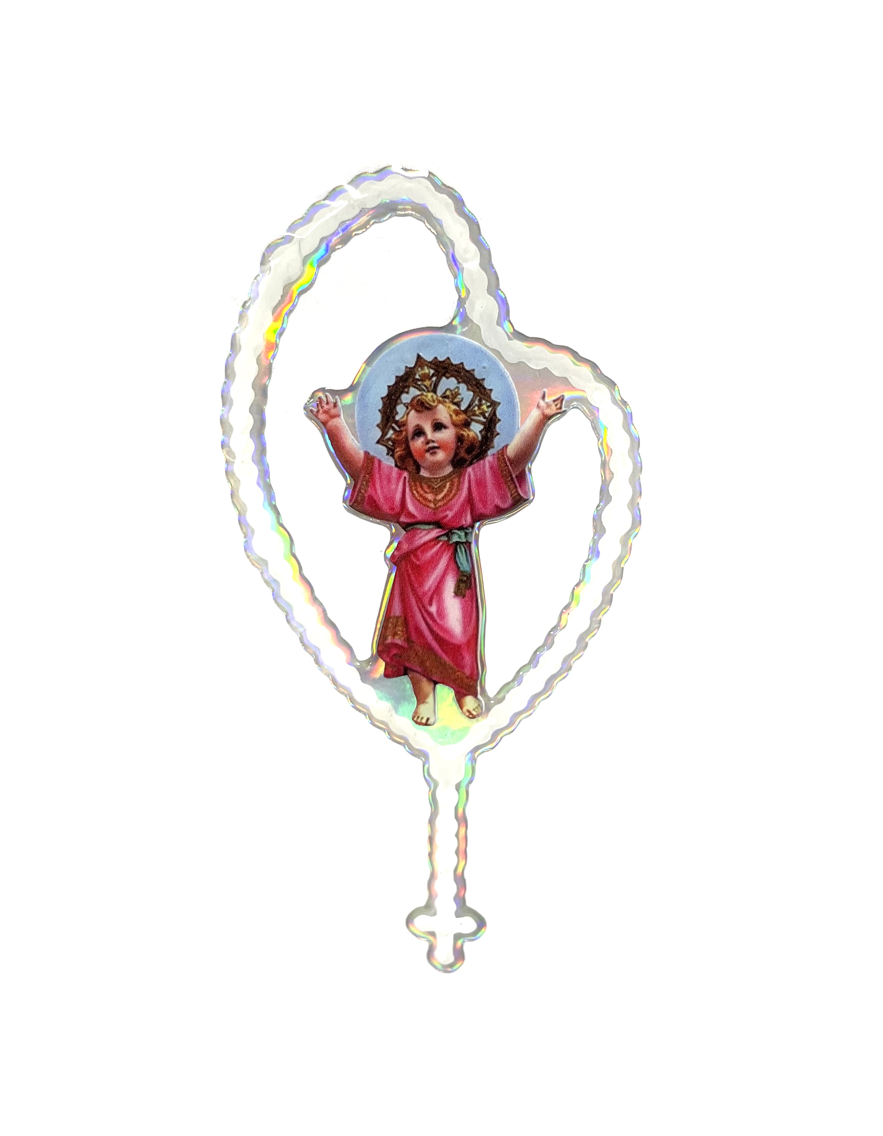 Sticker for vehicles with Rosary and Divine Child image