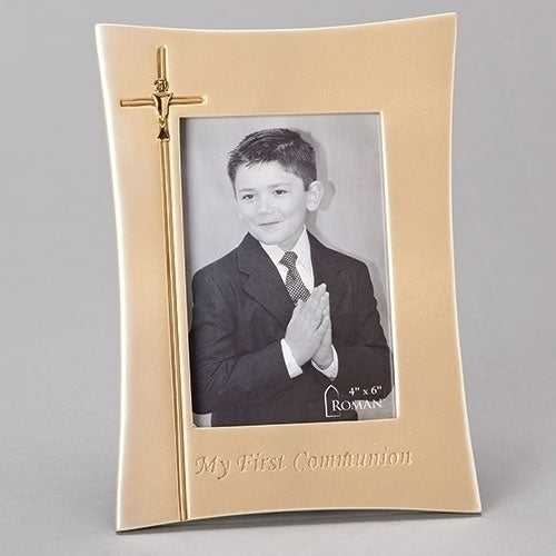 My First Communion Goldtone 6.5 x 9 Inch Resin Stone Easelback Picture Frame