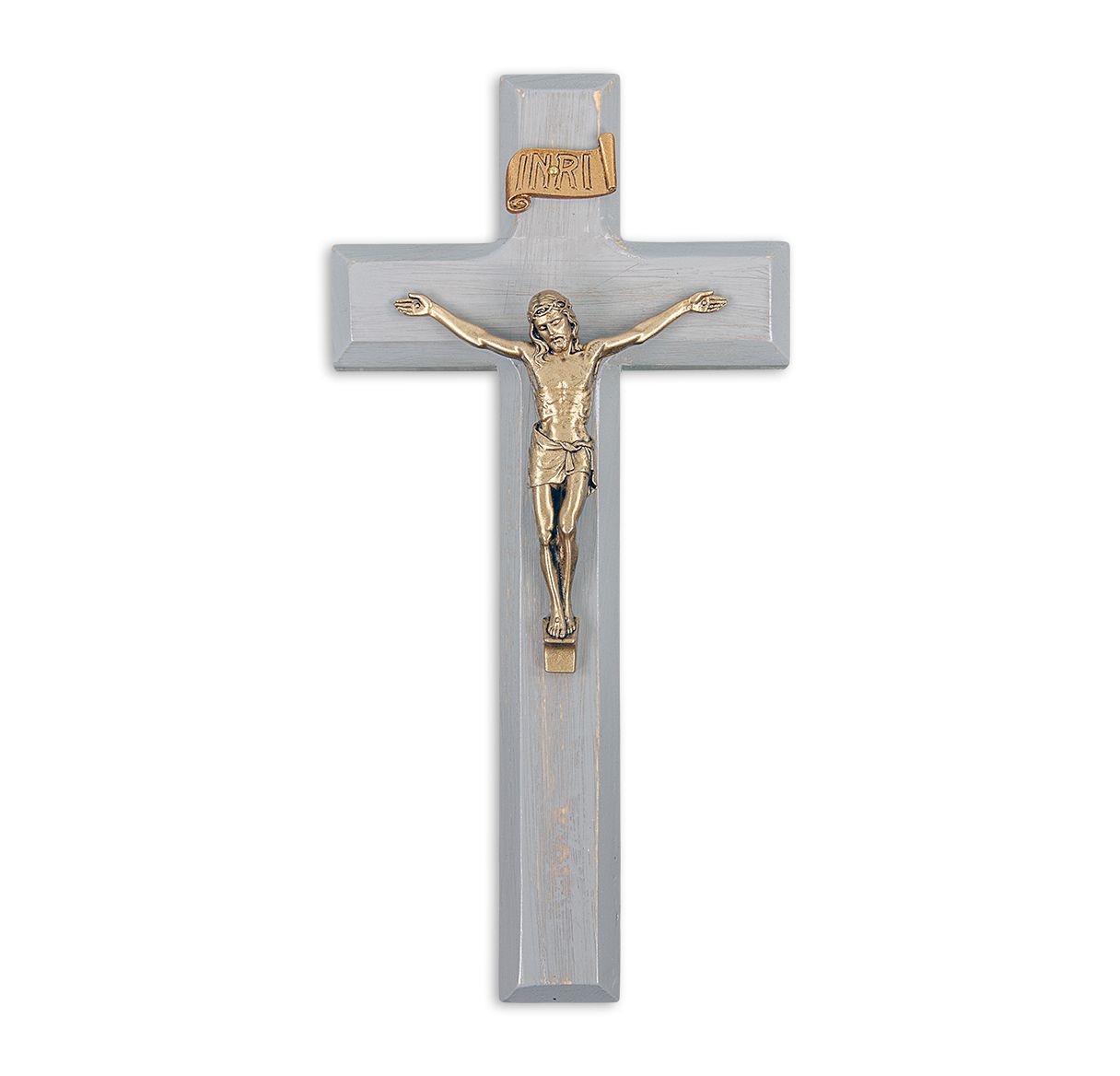 9" Grey Cross With Gold Corpus