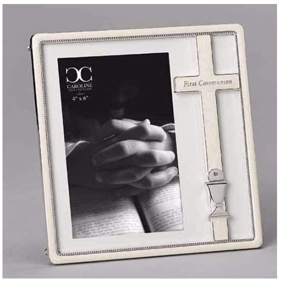 Roman First Communion Frame 4 x 6 with Cross and Chalice, 7.25 inch Height