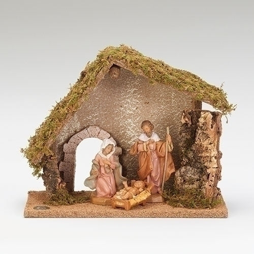 5" SCALE 3 FIGURE NATIVITY W/ITALIAN STABLE/ Fontanini