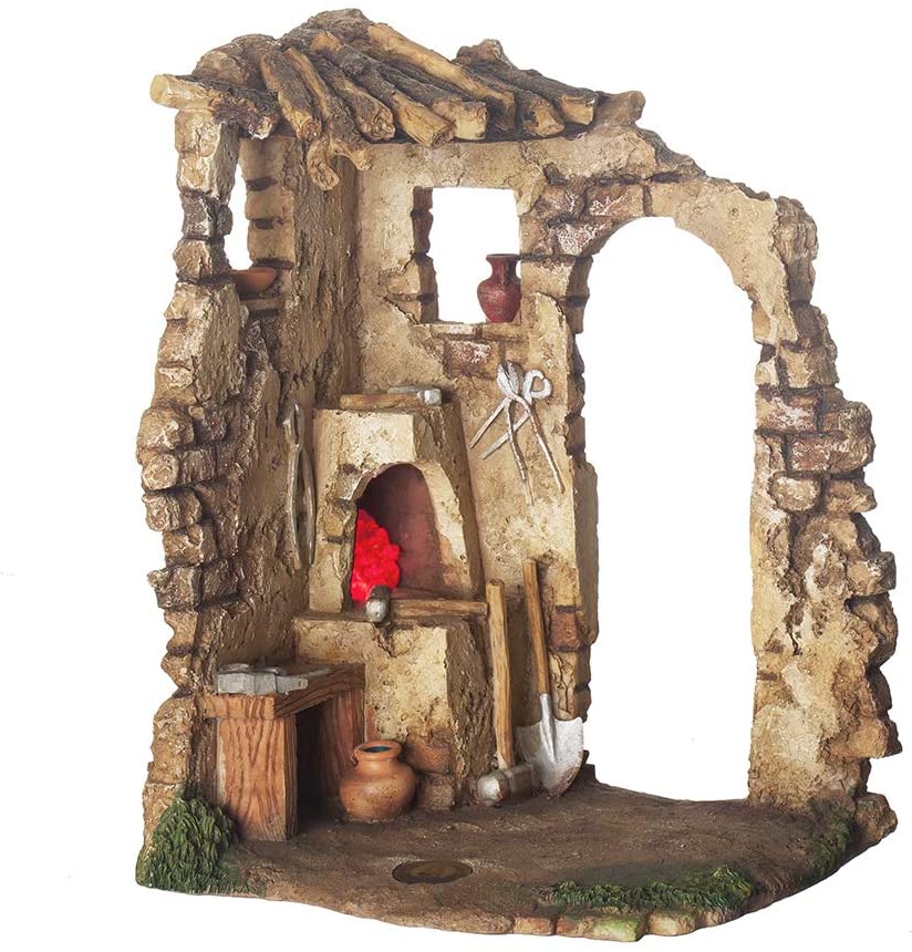 Fontanini, Nativity Building, Lighted Blacksmith Shop, 7.5" Scale, Collection.