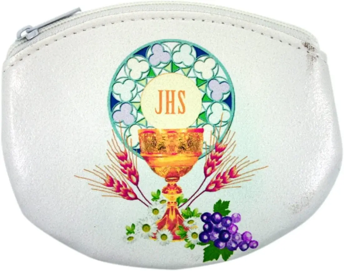 First Holy Communion Rosary Pouch With Pink Chalice