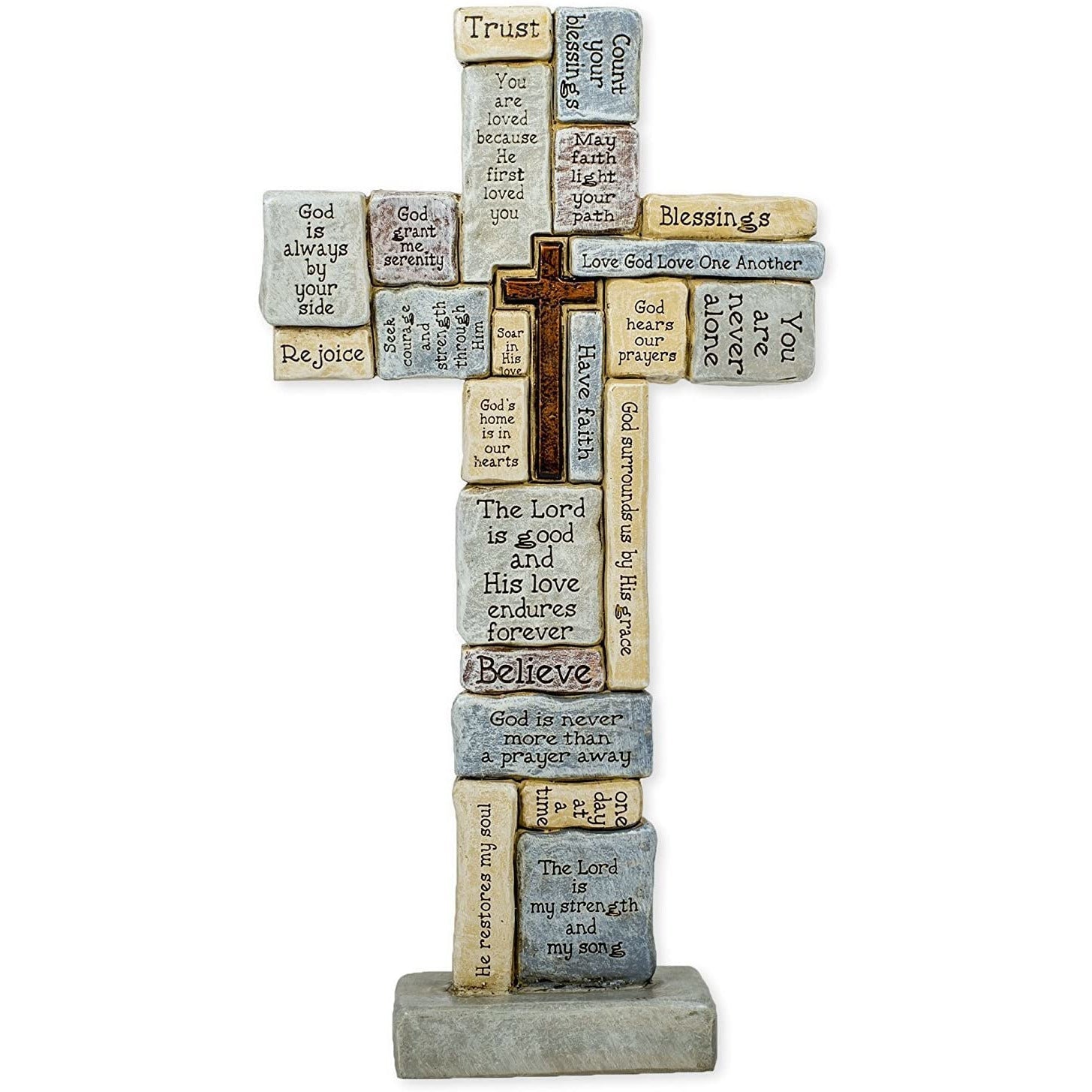 Roman Table Cross with Words of Encouragement and Prayers, 12.5"H