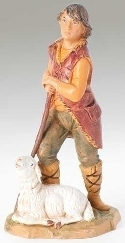 5" Pau Shepherd with Sheep for Fontanini Set Nativity