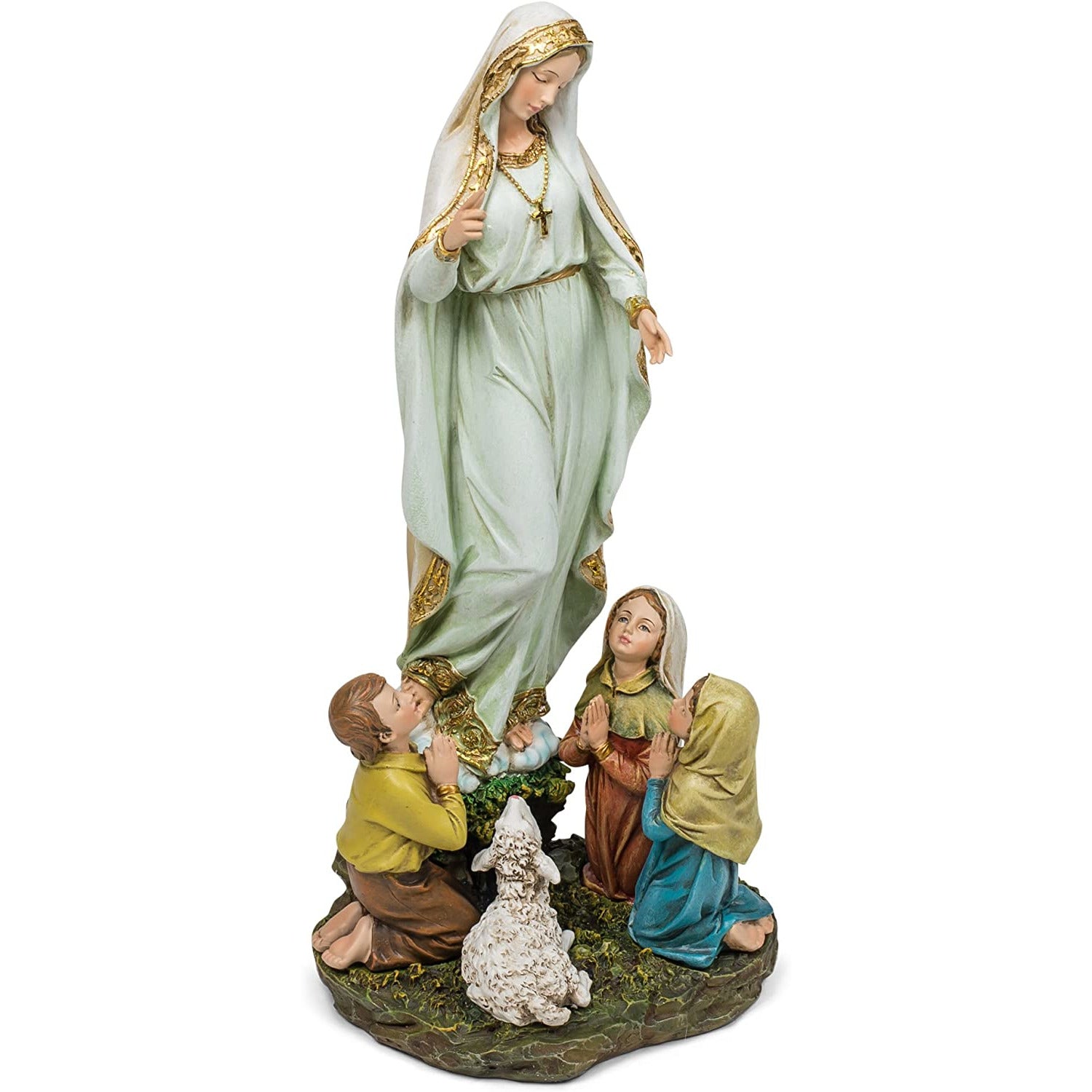 Our Lady of Fatima Children 12 Inch Resin Stone Indoor Outdoor Garden Statue