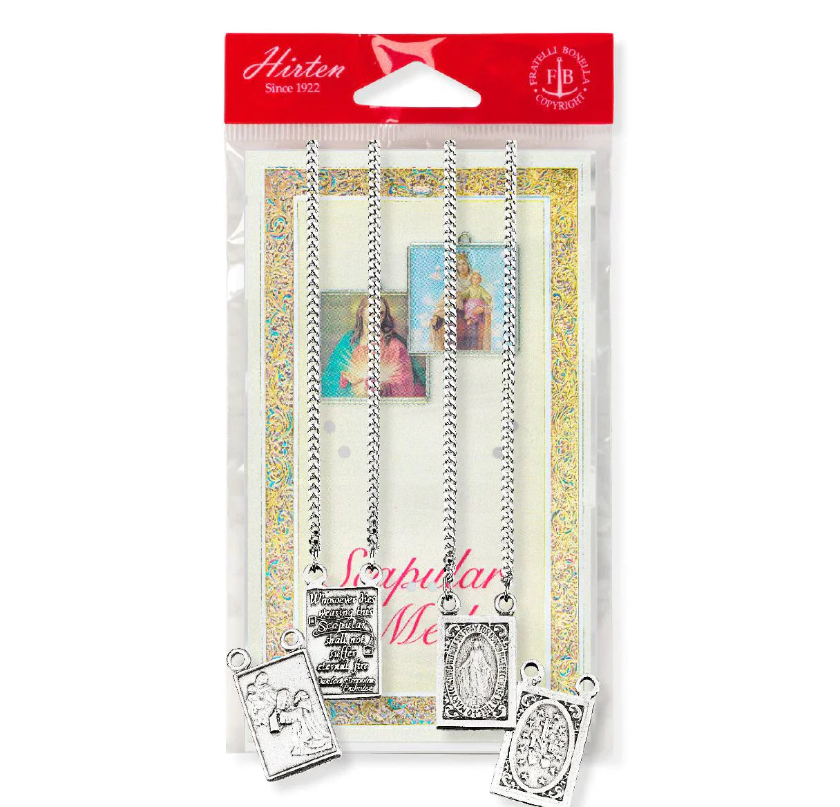 Pewter Miraculous Scapular Medal Necklace