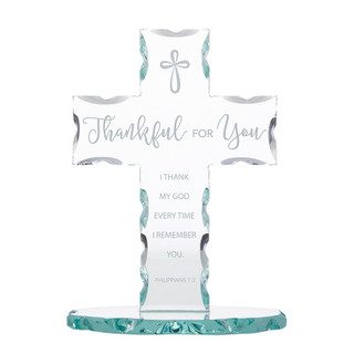 Thankful For You Glass Cross