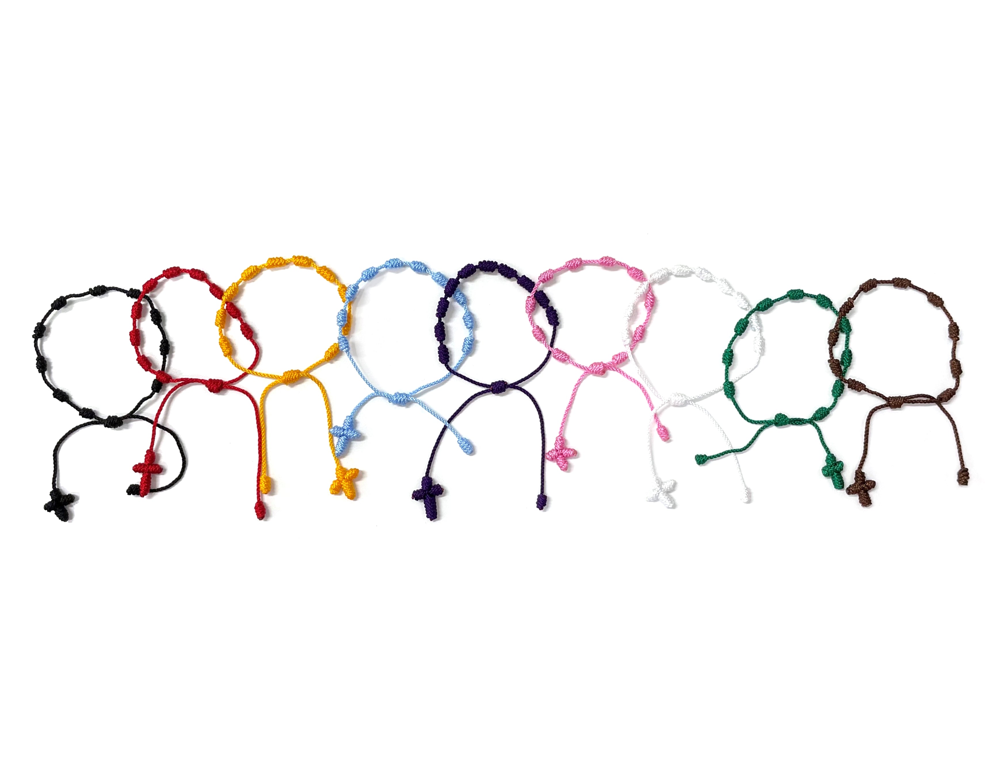 Decade bracelet knotted with strings in bright colors - Pack of 12 or 6 pieces