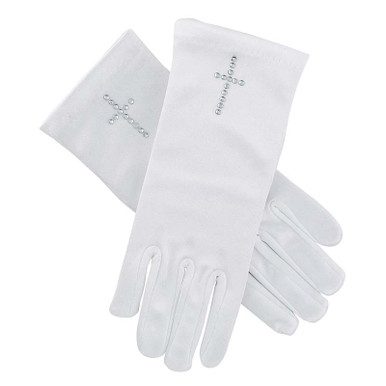 FC Satin Gloves W/Pearl Cross
