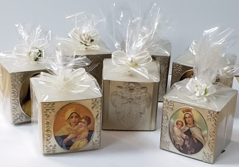 Hand Made Square Candle/Favors / 3 PIECE - Mother of God