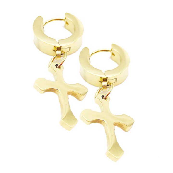 Cross Earrings - Silver Tone