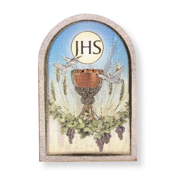 Communion Single Arched Standing Wood Plaque - Communion Single Arched Standing Wood Plaque Beige