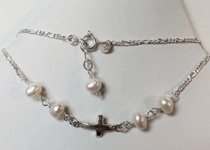 Bracelet Silver - Pearl - Cross