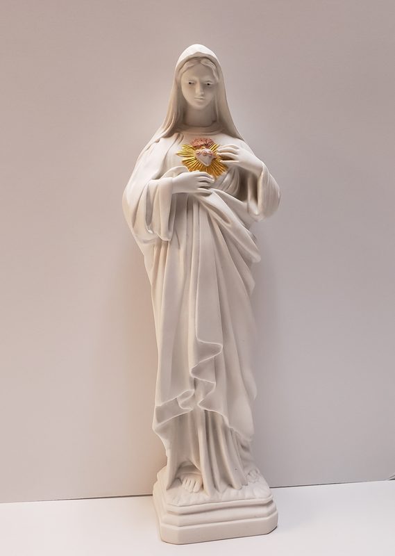 15.25 The Immaculate Heart of the Mary / Inmaculado Corazon de Maria Collection White-Gold- Hand Painted