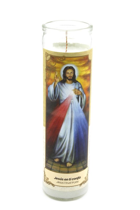 Candles Divine Mercy Jesus I Trust in You - Velones Divina Misericordia - 1 Box/12