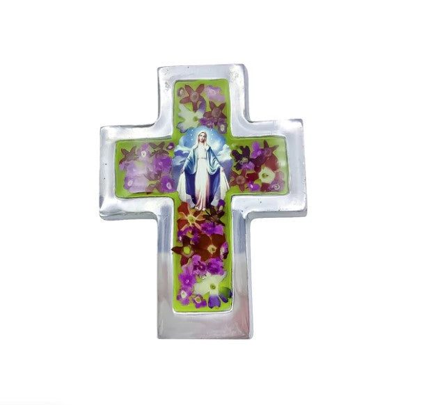 x ady of Grace Pressed Flowers Cross