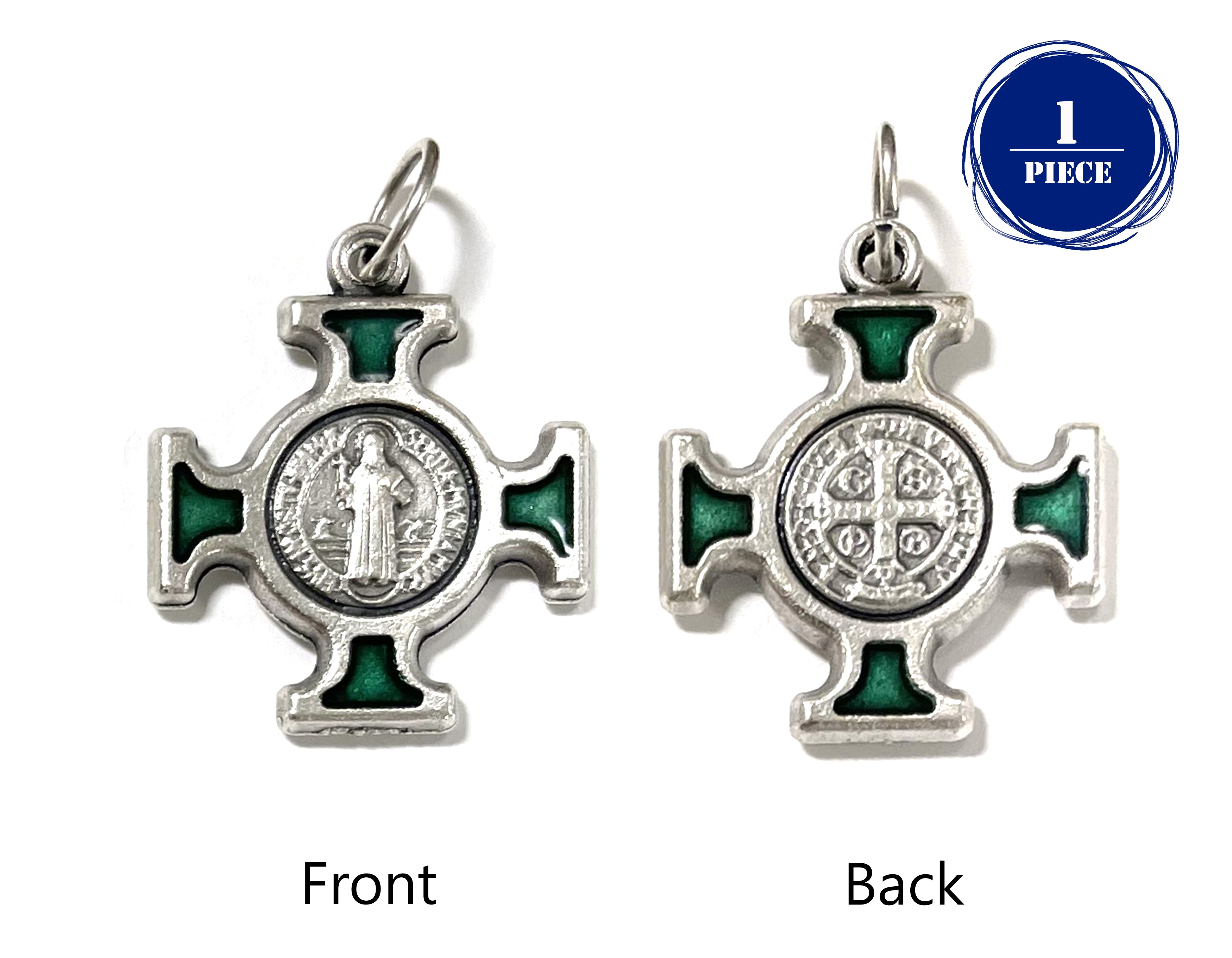 Saint Benedict small cross - colors enamel accented 0.7"