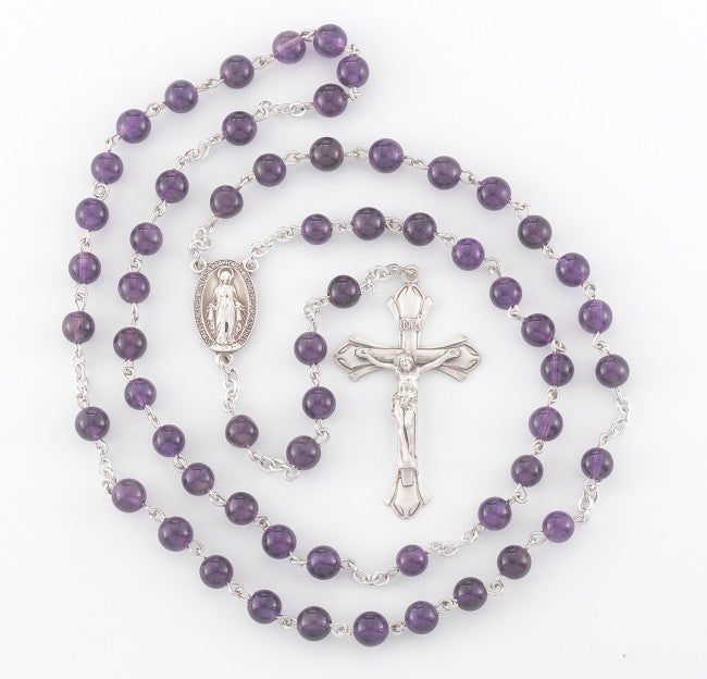 Violet Finest Austrian Crystal Sterling Silver Rosary