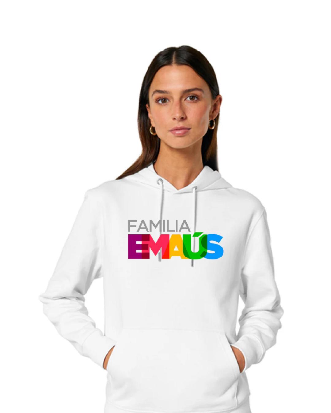 Familia Emmaus White Hoodie Sweaters - Printed Logo
