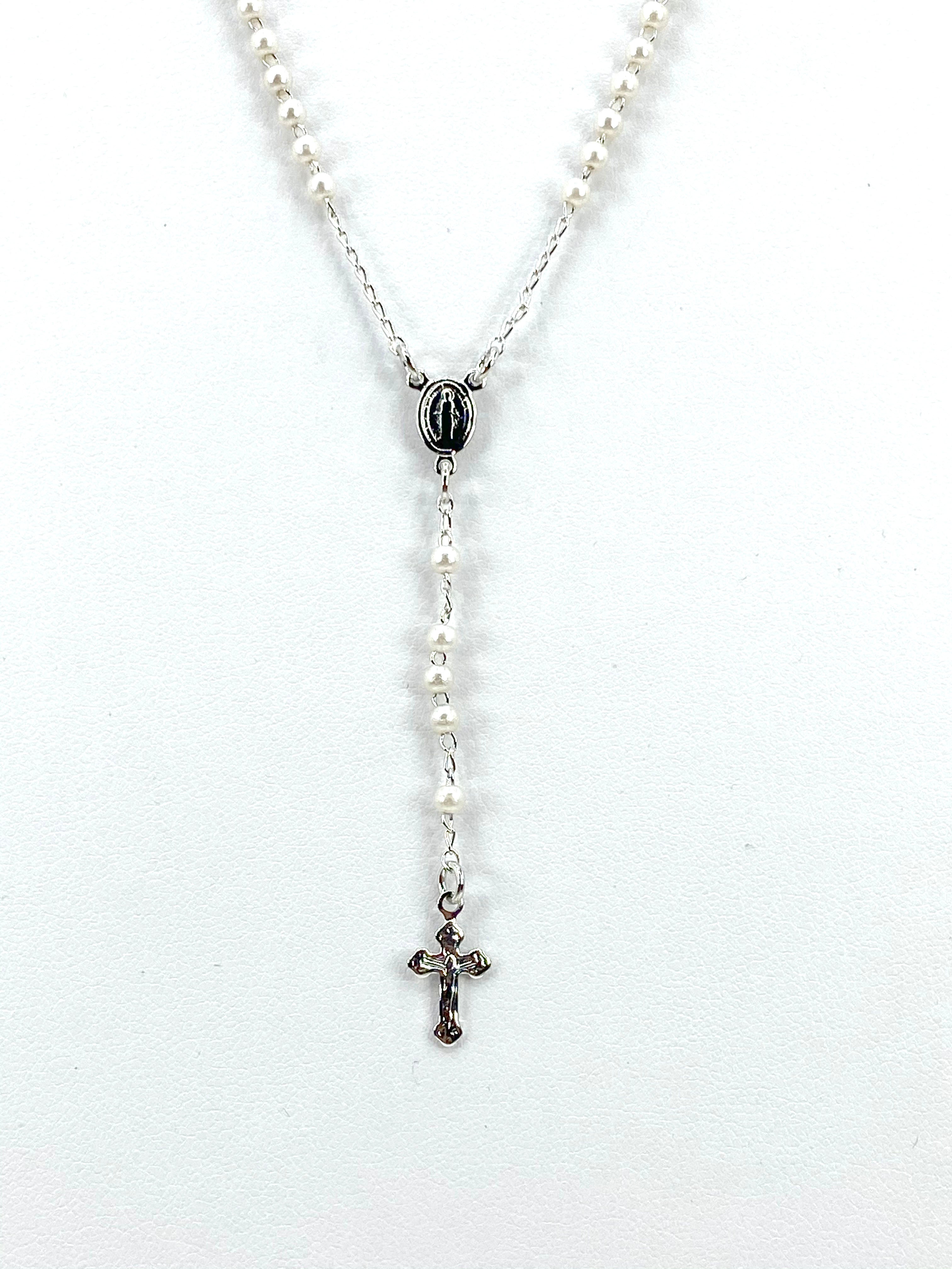 Rosary Necklace with Pearls- Our Lady of Grace