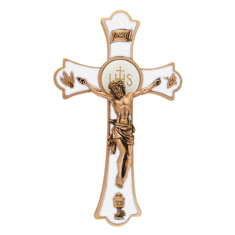First Communion Holy Mass Crucifix - White