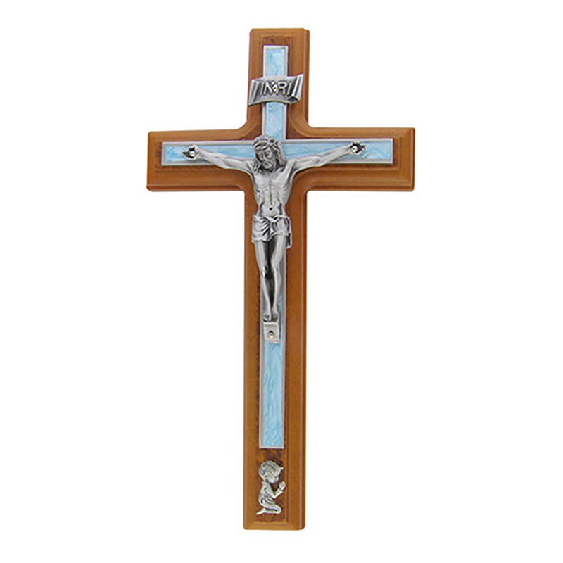 Crucifix with Baby Boy - Blue