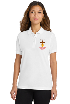 White Ladies Poloshirt for Emmaus - Servers - Retreat Polo â€“ with Embroidered Logo (Special Group Discount Available)