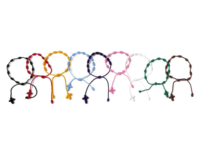 Decade bracelet knotted with strings in bright colors - Pack of 12 or 6 pieces - Black / 6 Pieces